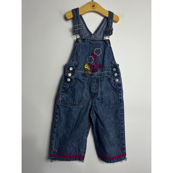 Vintage Warner Brothers Tweety Bird Overalls Size 2/3T - Picture 1 of 7